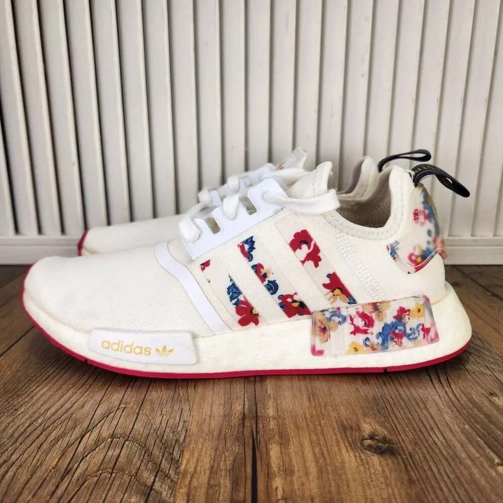 Adidas Her Studio London x NMD_R1 Floral Womens Sz 8 White Trainers Shoes FY3666